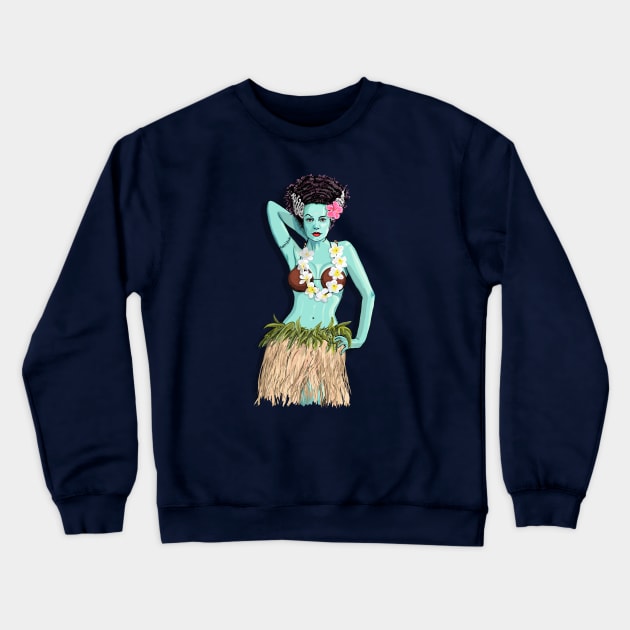 Tiki Hula Bride Crewneck Sweatshirt by FanboyMuseum